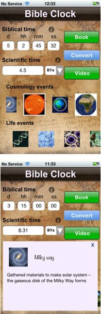 iPhone App the Bible Clock for The Genesis One Code